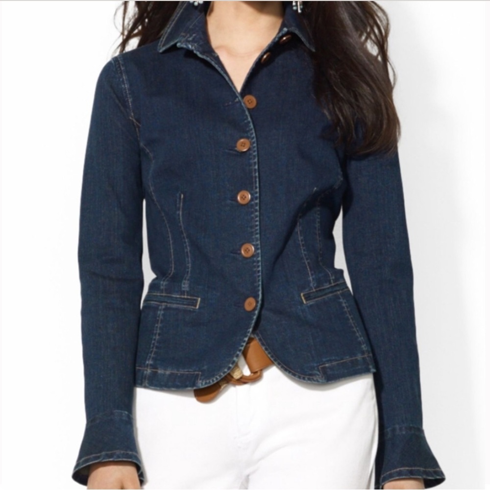 Lauren Ralph Lauren size 6 Peplum Denim Jacket - Picture 2 of 16